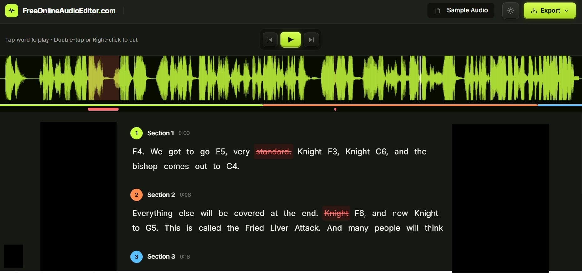 Transcript Editor Preview