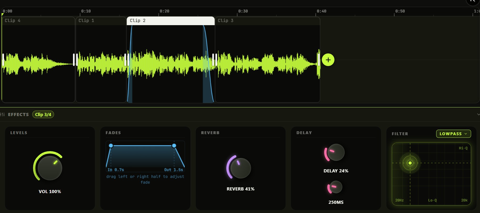 Audio Effects Mixer Panel